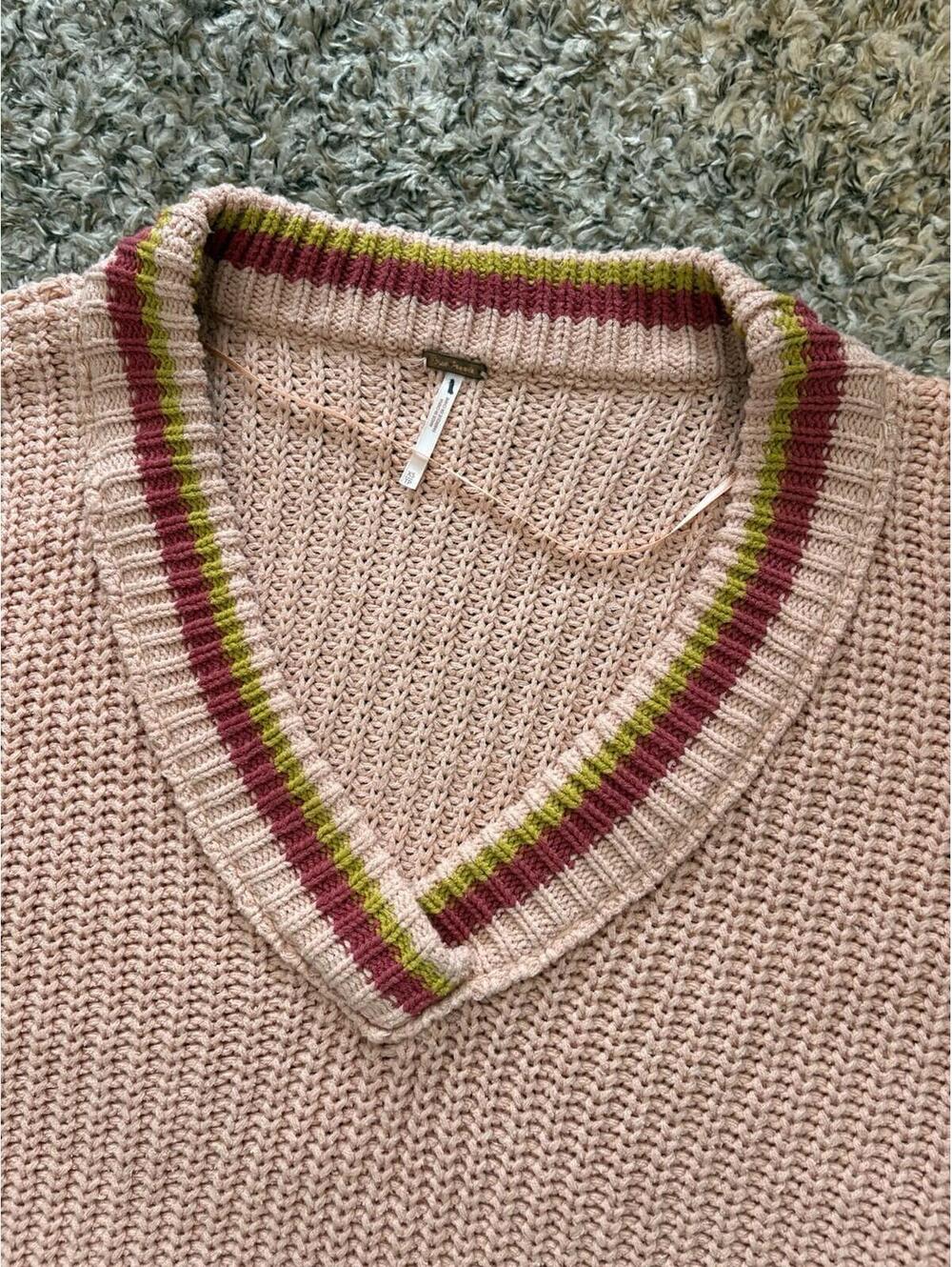 Free People Clyde Oversized Slouchy Sweater Vest Knit Coral Pink Women's Size XS - Picture 8 of 11